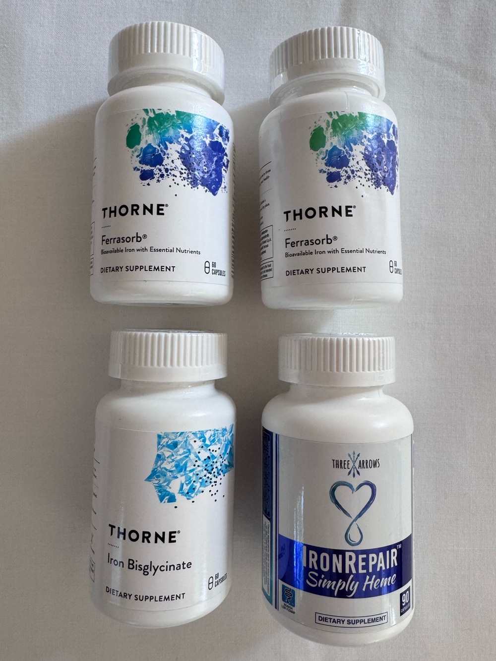 Thorne Ferrasorb & Iron Bisglycinate + Three Arrows IronRepair - Sealed / NWT